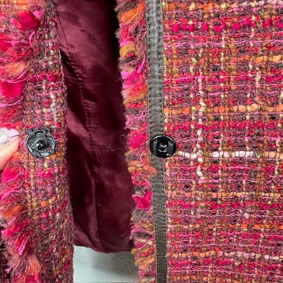 Tweed Burgundy Sz 4 Wool Blend Classic Fit Skirt Suit Acadamia Clueless Preppy - Picture 7 of 16